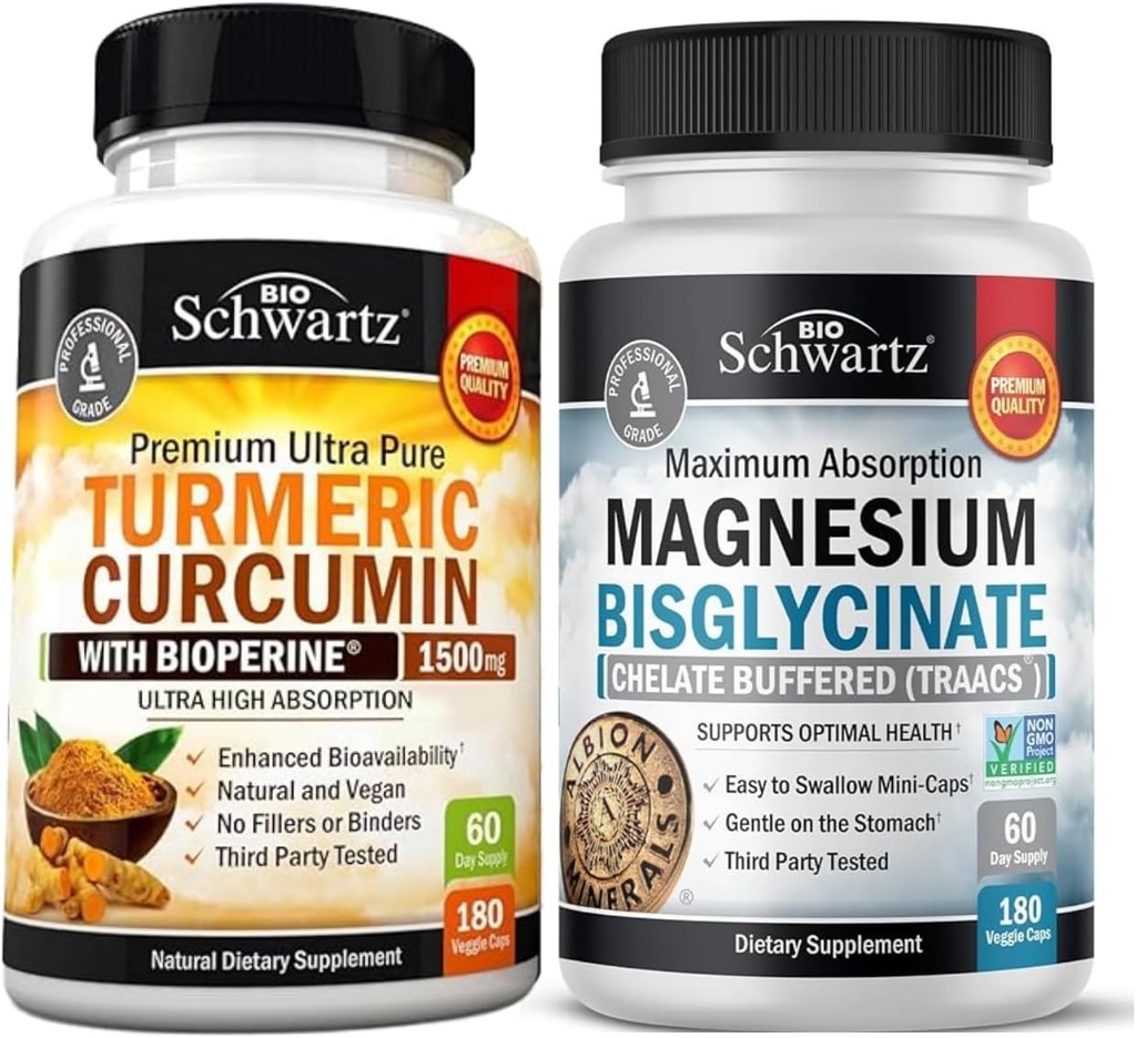 Kurkumina kurkumina z ekstraktem Black Pepper 1500mg Complex (1 Miesiąc Dostawy) Plus Wysoka Absorpcja Magnezu Bisglicinate Kapsułki (2 Miesiąc Dostawy)