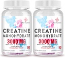 3000 MG Monohydrat kreatryny dla kobiet i mężczyzn, Pigułki kreatryczne z BCAA & Zhydrolizowany Kolagen kreatryny żuć tabletki do wydajności i odzysku, Siła, Smoczy aromat owocowy, 180 tabletek