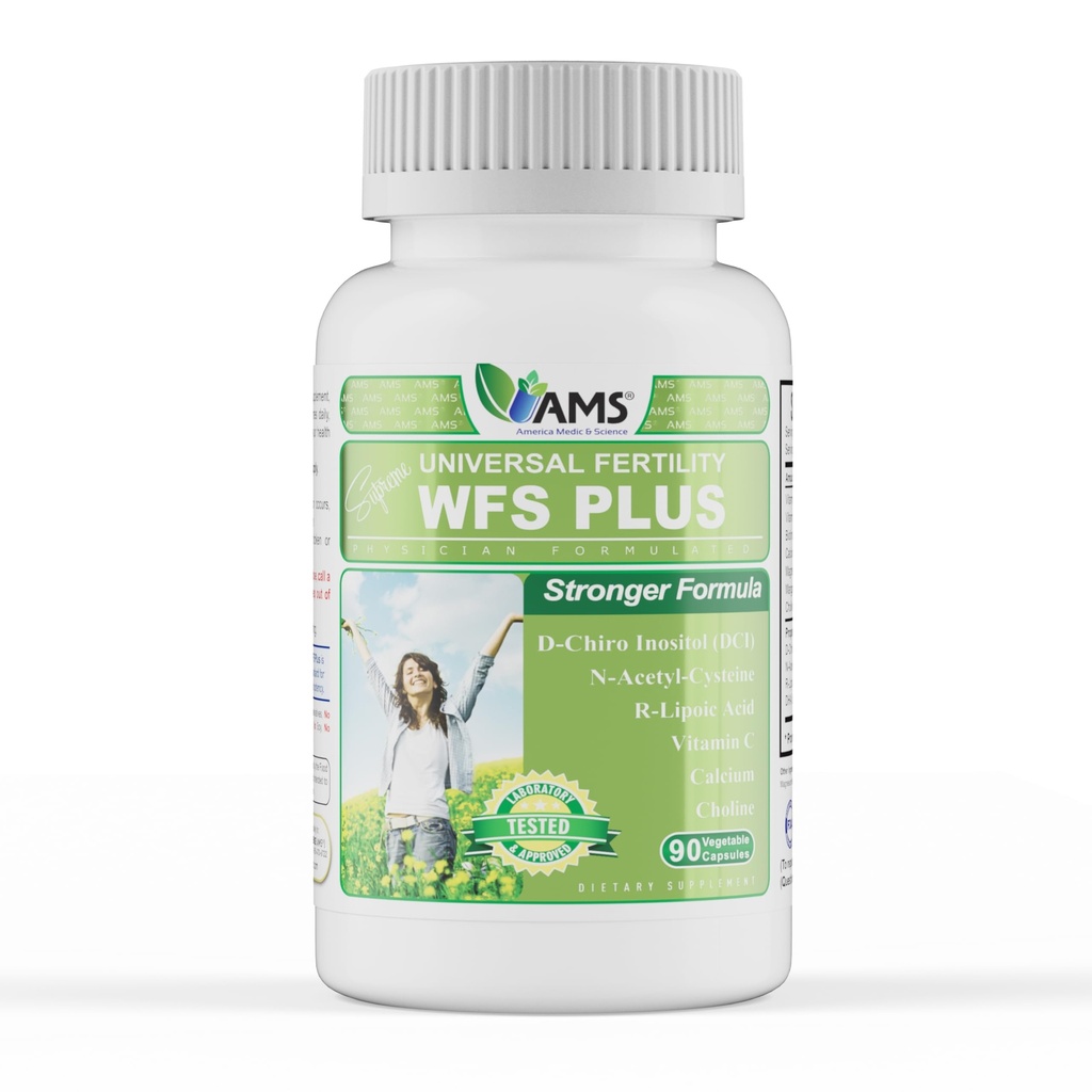 America Medic & Science WFS Plus suplementy płodności dla kobiet (90 Kapsułki) Wspiera Ovulative Health Assistance 124; Natural Preception Vitamin, Reproductive Assistance, z D- Chiro Inositol, DHA Assistant 124; 15-Day Supply.