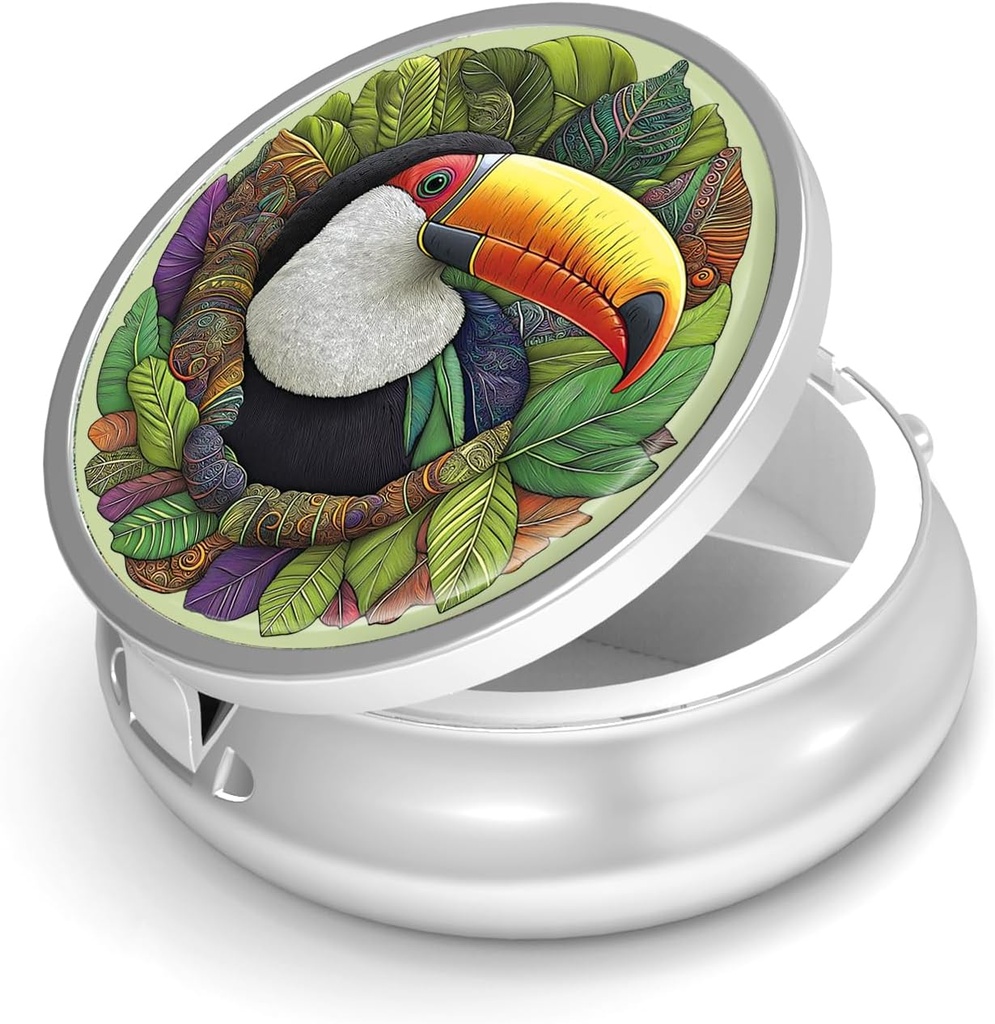 Pióro Box-3 Kontener na małe pióro do torebki i kieszeni Mini metalowy pojemnik na pióro do przechowywania suplementów Vitamin BPA- Free (Toucan)