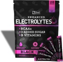 Wzmocnione opakowania proszkowe elektrolitów (Black Cherry Netherlands 124; 20 opakowań) w / 0 Cukier + BCAAs + B- Vitaminy Suplement elektrolitu w cynku potasu i magnezu do nawadniania - Keto Electrolytes