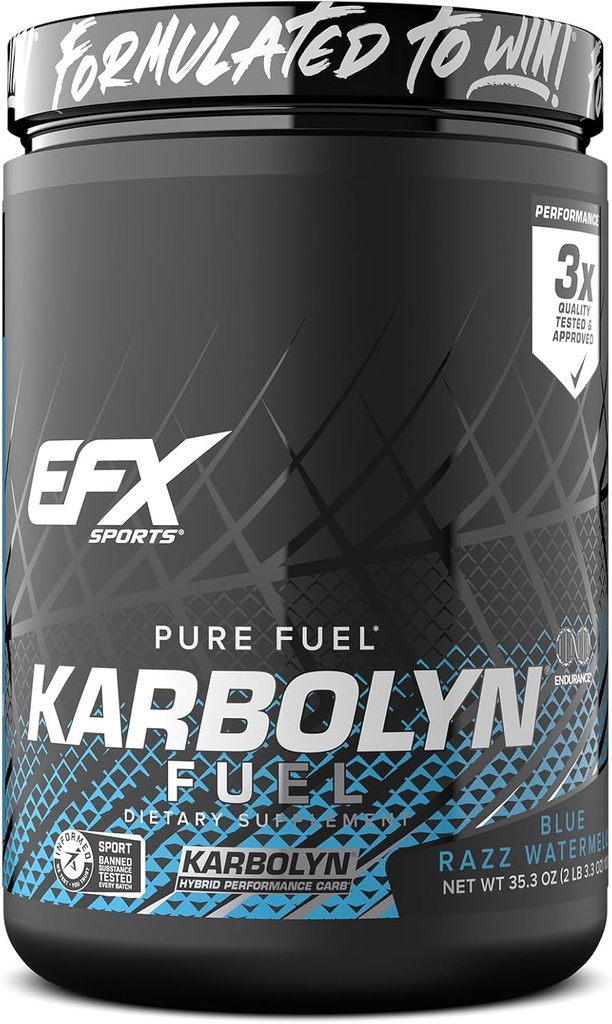 EFX Sports Karbolyn Fuel Building 124; Fast- Absorbing proszku węglowodanowego 124; Ładunek węglowodanów, Trwała energia, Szybki odzysk 124; Stymulant wolny 124; 18 Sług (Blue Razz Arbuz)