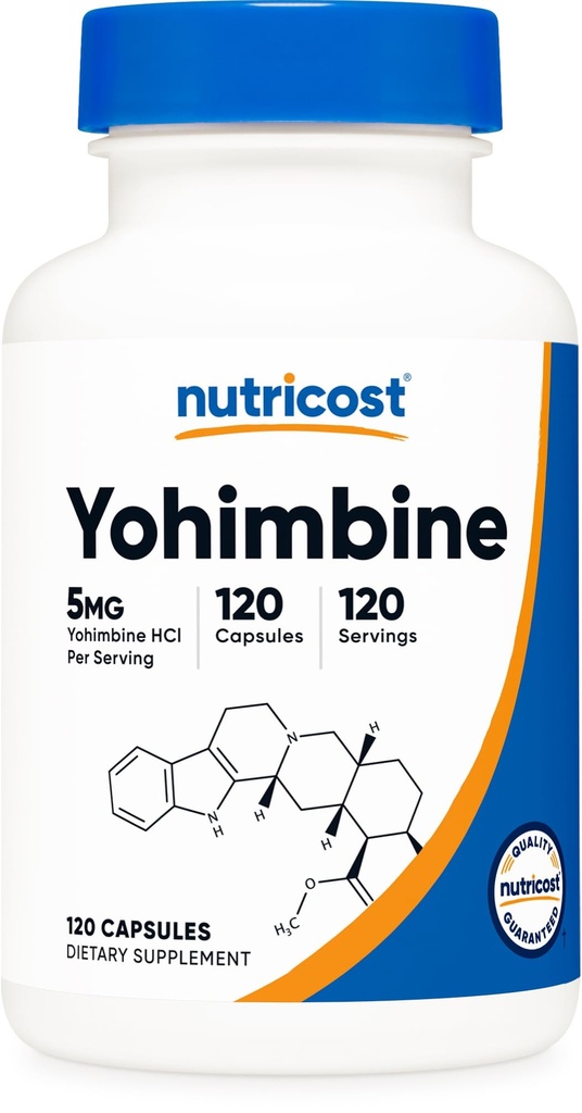 Nutricost Yohimbine HCl 5mg, 120 kapsułki - Gluten Free i Non-GMO