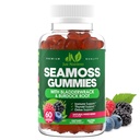 Sea Moss 3000mg Gummie z Bladderwrack i Burdock Root - Naturalny irlandzki mech morski dla immunologicznego, Tyroid i Detox Wsparcie - Dodatkowa siła, Wielki Tasting - Gluten- Free, Wegan - 60 Gummies