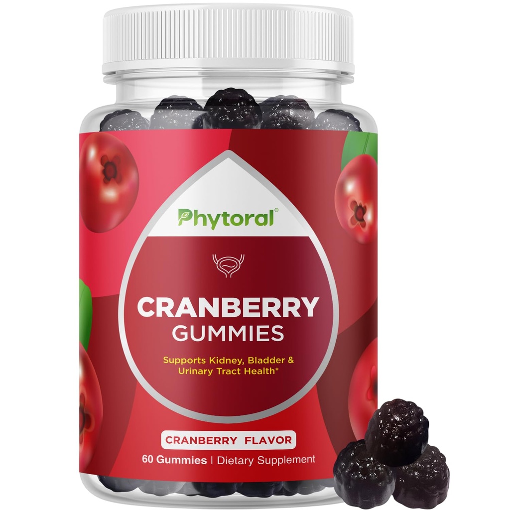 Phytoral Extra Siła Żurawinowe Gummies dla kobiet - Pyszne suplement Potent i mężczyzn Bladder Nerki Urynary Tract Health Support Daily Vitamin (30 Służenia)