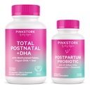 Pink Stork Postnate Multivitamin + Probiotyki z Wegan DHA, Ashwagandha, Żelazo, Folate, B12 - Wsparcie równowagi hormonalnej, Poppartum Recovery, Gut Health, & Trawienie - Opakowanie 2