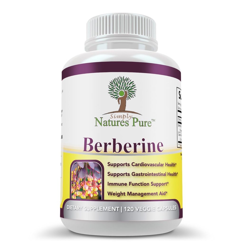 Pure Premium Berberine HCl 500 mg - 120 kapsułek - Kardiologiczne wsparcie immunologiczne dla przewodu pokarmowego - Cynamon chromowy