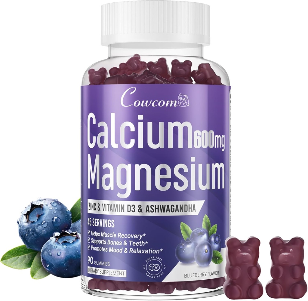 Gummy cynku wapnia i witaminy D3, B6, B12, Immune & Support Bone Health suplement magnezu wapnia dla kobiet, Wegan jagodowy aromat 90 Liczby