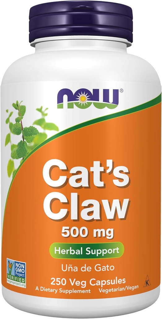 Teraz dodatki, Pazur Cat 500 mg, Projekt niezmodyfikowany genetycznie, Suplement ziołowy, 250 Count (Paczka 1)