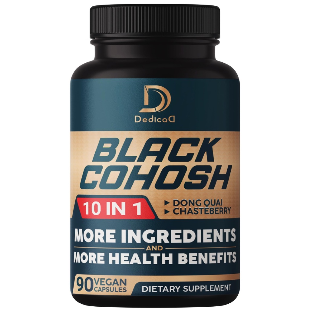Czarny Cohosh Suplement - 3 miesiące dla menopauzy i zdrowia immunologicznego - Mieszanka 12 Potent Herb zawiera Dong Quai, Chasteberry, Dzikie Yam, Czerwona koniczyna, Czarny pieprz i inne - 90 Kapsułki wegetariańskie