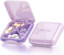 DUBSTAR pill Case, Małe pióro Box - wodoodporny przenośny codzienne małe pióro Case for Purses Pocket Compact Travel Medicine Holder for Vitamin, Oleje rybne, Suplementy (4- Komory, Purpurowy)