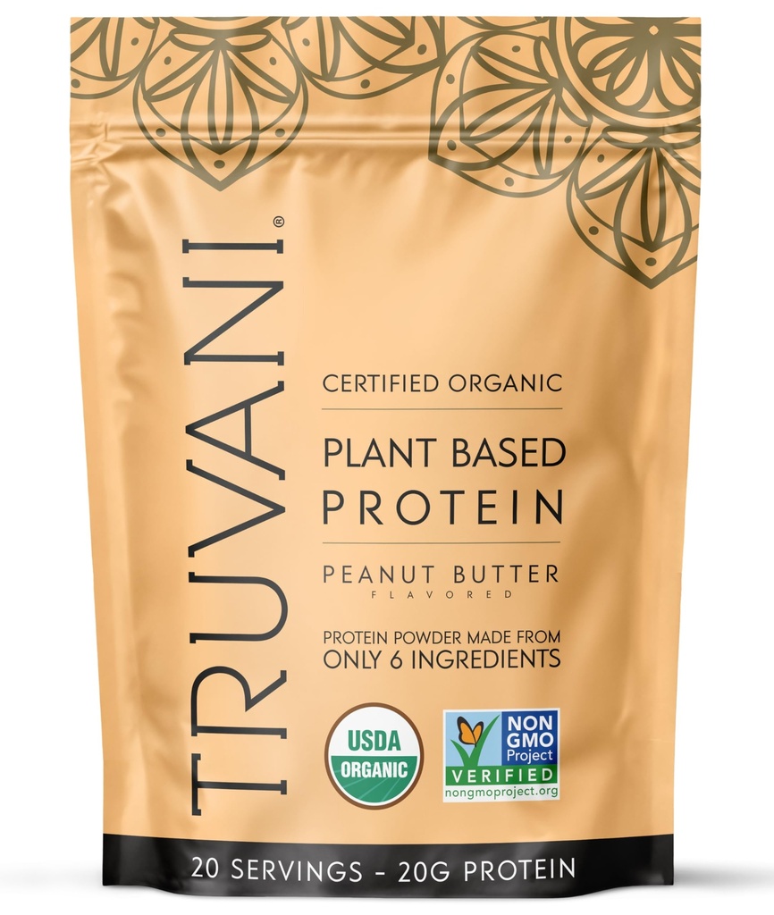 Truvani Vegan Pea Protein Powder Building 124; Peanut Butter Building 124; 20g Organic Plant Based Protein Building 124; 20 Serings Building 124; Keto Building 124; Gluten & Dairy Free 124; Low Carb Building 124; No Added Sugar
