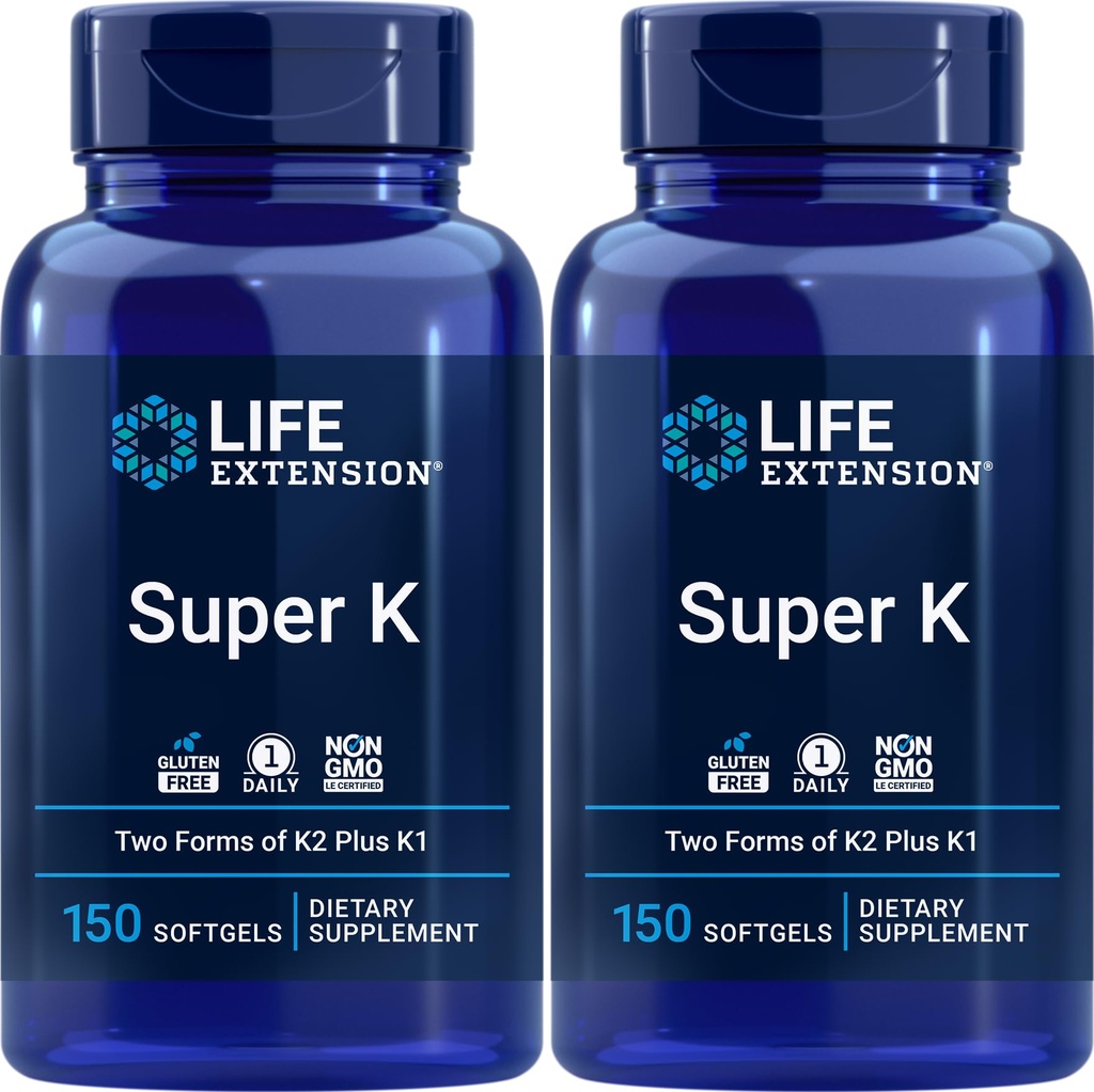Life Extension Super K, 150 Softgels (Pack of 2) z witamin K i K2