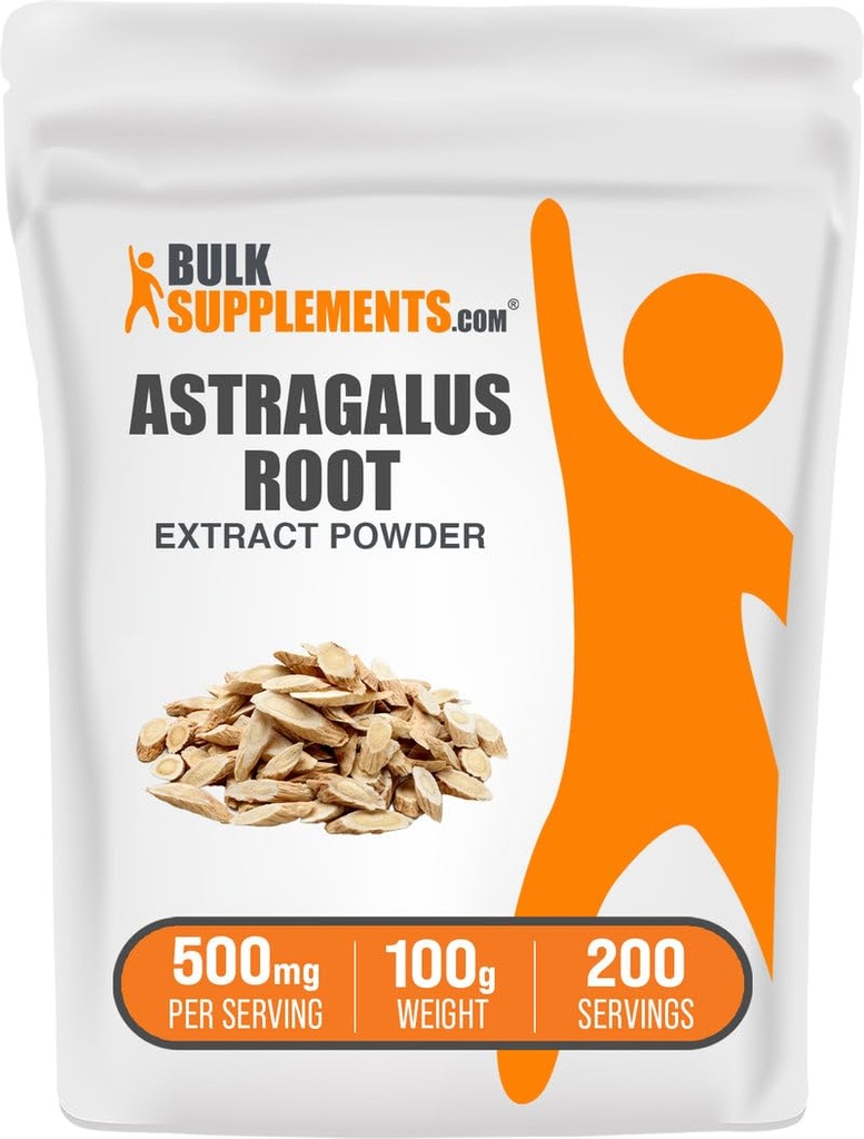 BulkSupplements.com Astragalus Extract Powder - Astragalus Root Powder, Herbal Supplement - Vegan & Gluten Free, 500mg per Serving, 100g (3.5 oz) (opakowanie po 1)