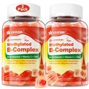 Kompleks Super Witaminy B kobiet i mężczyzn, Metylowane w / Omega 3, Magnez, CoQ10, Ashwagandha, Witamina C, TMG, Cukier wolny - 60 Liczba (Opakowanie po 2)