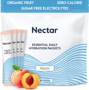 Pakiety nawodnienia nektaru - Pakiety proszku elektrolitów - Wolne od cukru & 0 Calorie - Płynne owoce organiczne codziennie IV Proszek do odwadniania Ulgi i szybkiego nawadniania (Peach 30 Pack)