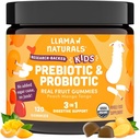 Lama Naturals Kids Probiotic z prebiotycznym włóknem, Wegan, Organiczne Prebiotyki i Gummies Probiotyki dla Gut Health Support, Toddler Real Fruit Gummy Vitamins, No Added Sugar Cane, Peach Mango, 120 Ct