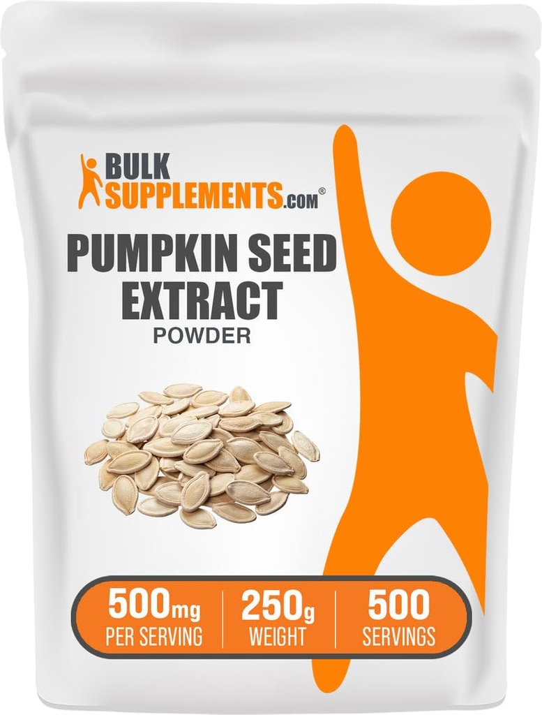 BulkSupplements.com Wyciąg z nasion dyni - Suplement z nasion dyni, Suplement ziołowy - Vegan & Gluten Free, 500 mg na jedną porcję, 250g (8.8 oz) (opakowanie po 1)
