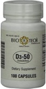 Bio- Tech Pharmacal D3- 50 50 000 IU, 100 Kapsułki All- Natural Supplement Supports Bone, Heart Neuromuscular, & Immune Health No Dairy, Fish, Gluten, Peanut, Shellfish, & Soy