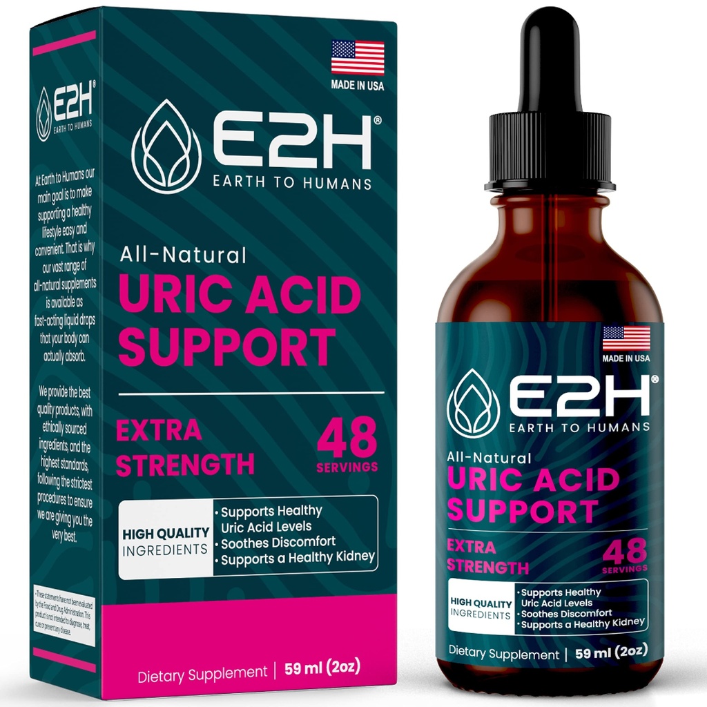 E2H Acid Acid Supplement - Tart Cherry and Devil 's Claw - Wspiera zdrowie kwasu moczowego i funkcje nerek Non-GMO - Vegan - 2 Fl Oz