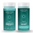 Iwi Omega-3 Minis & Heart Omega-3 Bundle, 30 Służenia, Vegan Plant- Algae Omega 3, Krill & Fish Oil Alternative, No Fishy Aftersmast