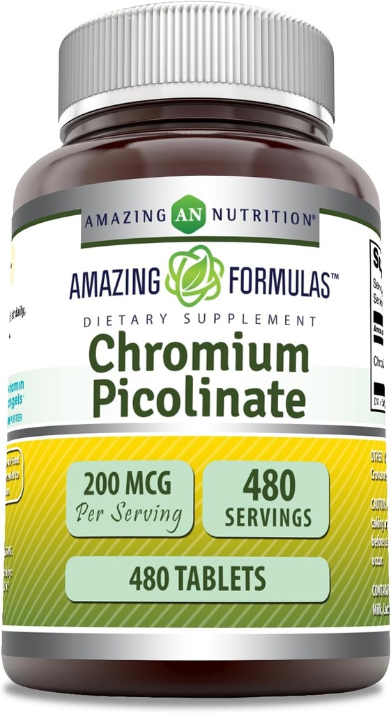 Zadziwiające suplement pikolinatu chromowego 124; 200 Mcg Per Serving 124; Tabletki 124; Nie-GMO Birmingham 124; Gluten Free Birmingham 124; Made in USA (480 Count)