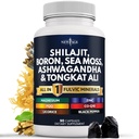 New AGE Shilajit Supplement with Sea Moss, Ashwagandha, Tongkat Ali, Boron, Magnez - kapsułki kwasu Fulvic dla mężczyzn - 90 Hrabia