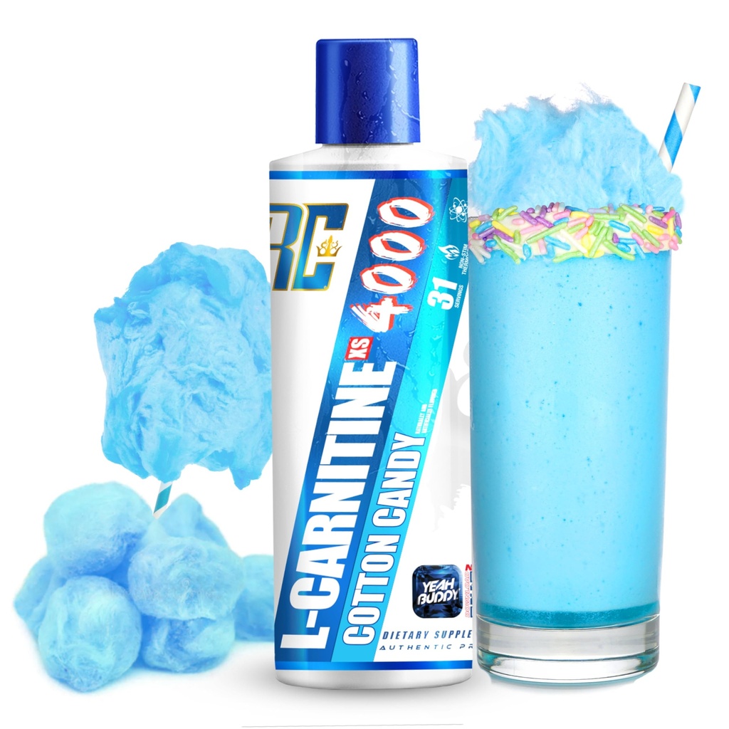 Ronnie Coleman Signature Series L Carnitine XS 4000 Liquid, Stimulant Free, Sugar Free, Zero Carbs, Lean Muscle Force Support for Men & Women, 16 Oz (16 oz, Cotton Candy (4000))