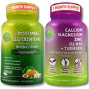 UZUPEŁNIANIE STUDIO Liposomal Glutathione 500mg Wzbogacony organiczną całą żywnością + plant- Based Wapń, Magnez, Cynk, D3 & K2 z Turmeric - Wegan, Non-GMO, Czyste Codzienne Wsparcie Wellness