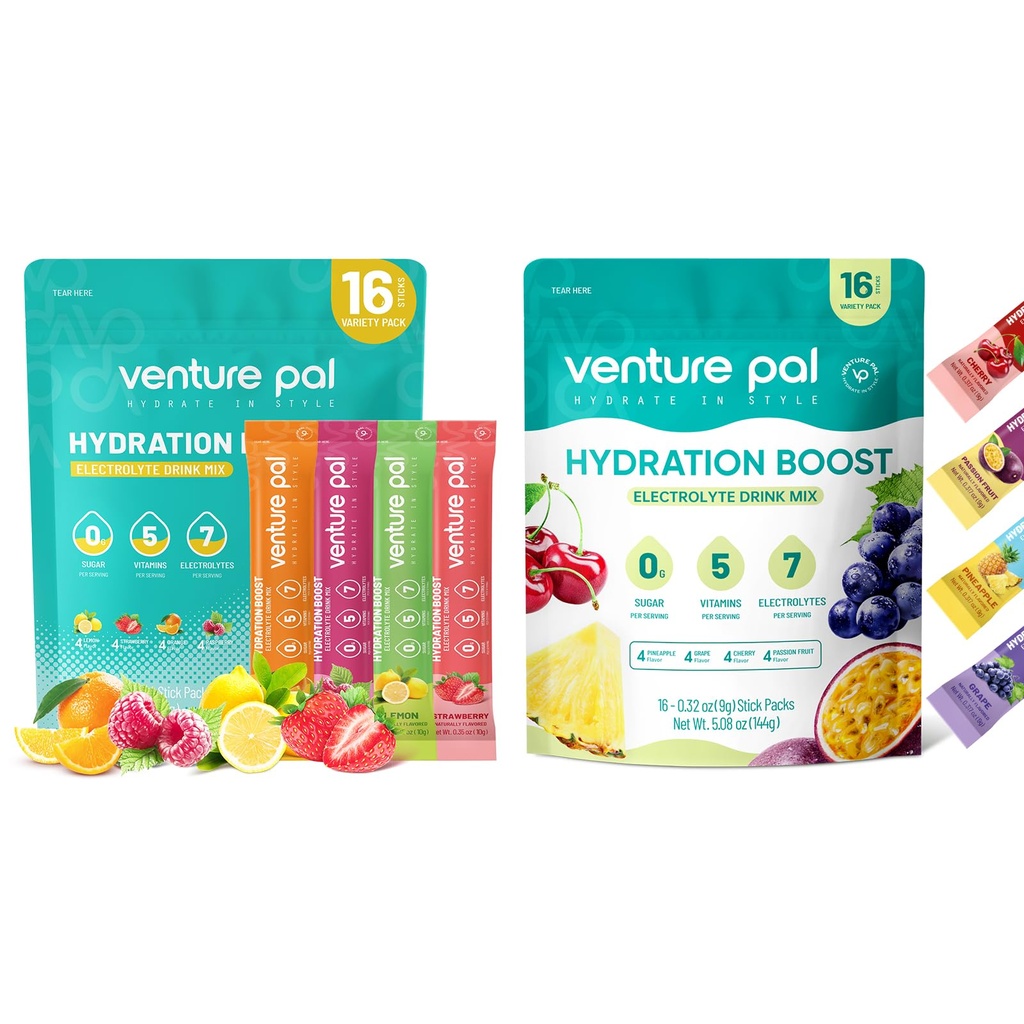 Penture Pal Sugar Free Electrolyte Powder Pakiety - Płynny codzienny IV Drink Mix dla szybkiego nawodnienia & Odzyskiwanie partii 124; 5 Witaminy & 7 Elektrolity 124; Keto Friendly 124; NieGMO 124; Certyfikowany Wegan 124; 16 Sticks