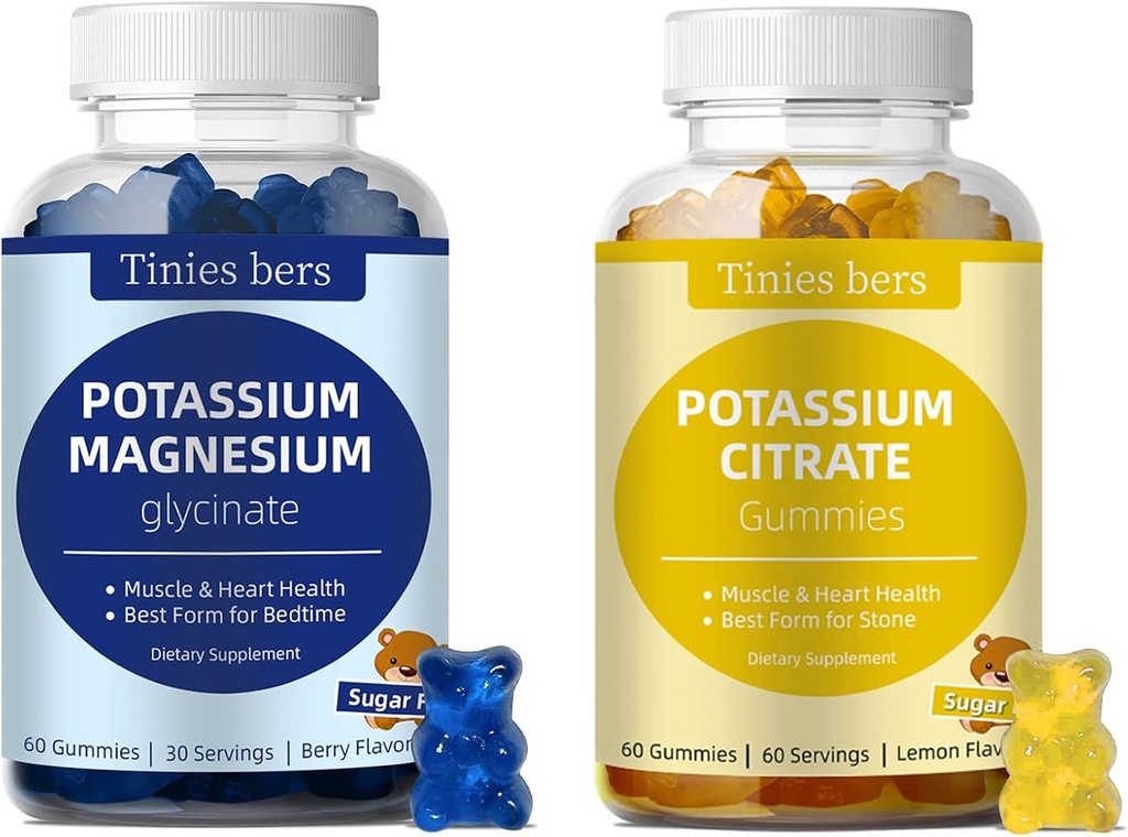 Cytrynian potasu Gummie i Magnezu Potasu Gummies Glucynian dla dorosłych i dzieci, Gummies bez cukru