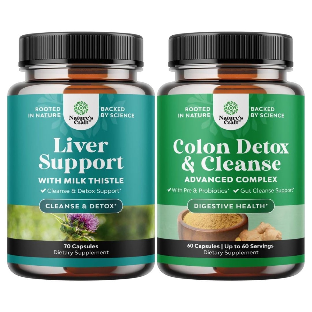 Zestaw do czyszczenia wątroby Detox & Repair Complex i Colon Cleanser & Detox - Herbal Liver Supplement Supplement with Silimarin Milk - Lactobacillus Acidophilus Probiotic Supplement Body Cleanse