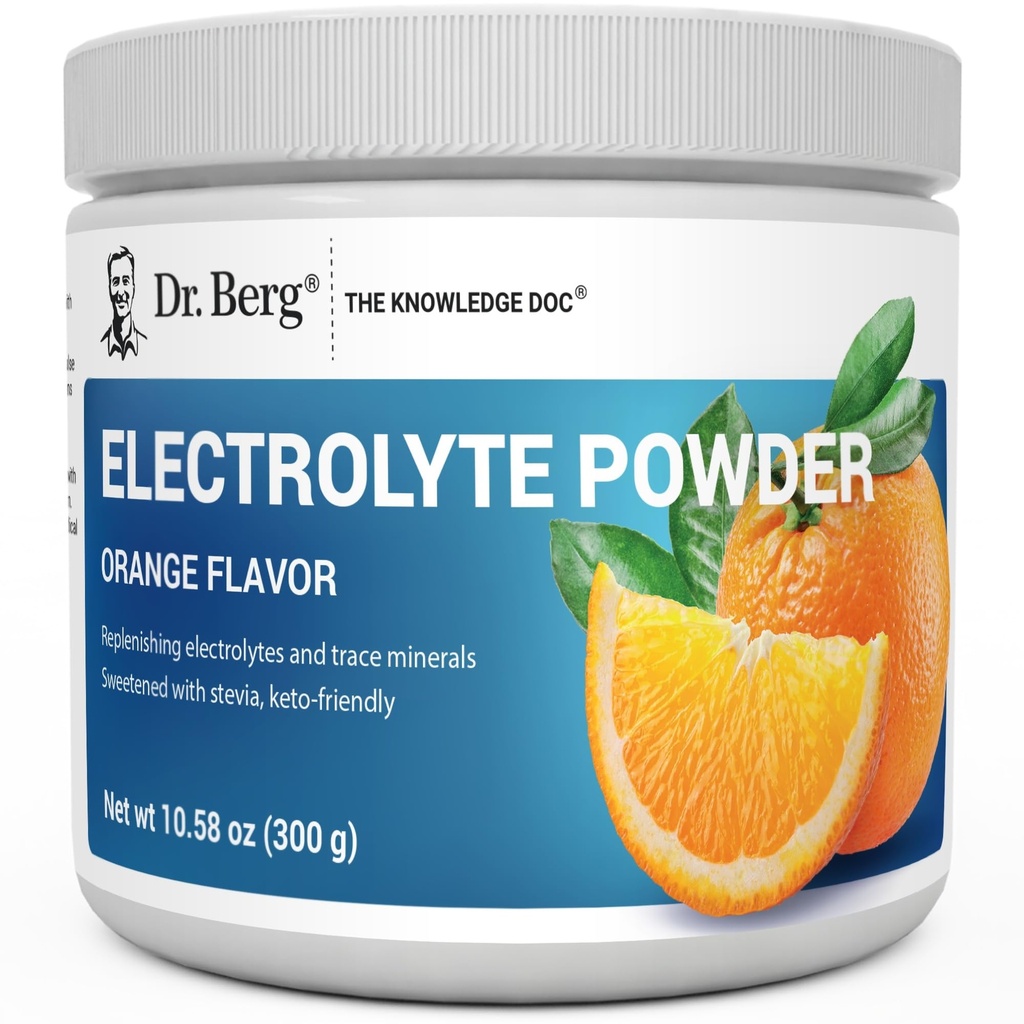 Dr Berg Zero Sugar Hydration Keto Electrolyte Proszek - Wzmocniony w / 1000 mg potasu i Real Pink Himalayan Salt (NIE Salt Stołowy) - Pomarańczowy Flavor Hydration Drink Supplement - 50 Słupki