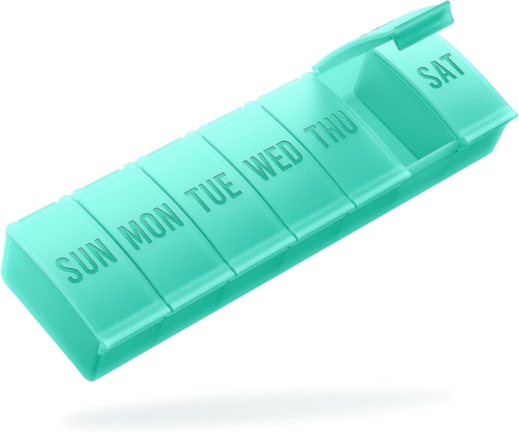 Barhon Pill Organizator Duży, Cotygodniowe leki Pill Organizatorów, 7 Day Pill Case Travel dla dużych suplementów witaminy Olej rybny, Zielony