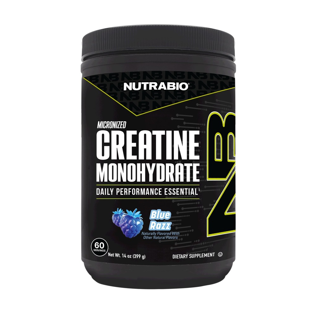 NutraBio Czysty zmikronizowany jednowodny suplement w proszku, Niebieski Razz (300 g) - Wspiera masywną energię mięśniową, odzysk i siłę - HPLC Tested Creatine w proszku dla mężczyzn i kobiet