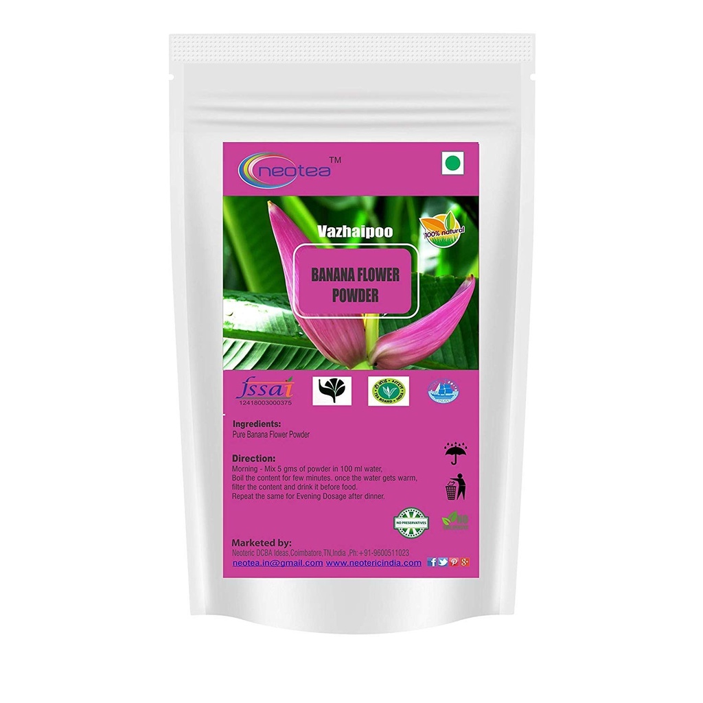 Neotea Musa Flower Powder Building 124; Vazhaipoo Powder Building 124; Organic Banan Flower Powder Building 124; Bogaty w włókno 124; Bez glutenu, Wegan Superfood 124; Idealny do Smoothies, Pieczenie, & Gotowanie 124; 100% Natural, Non-GMO 300 GM
