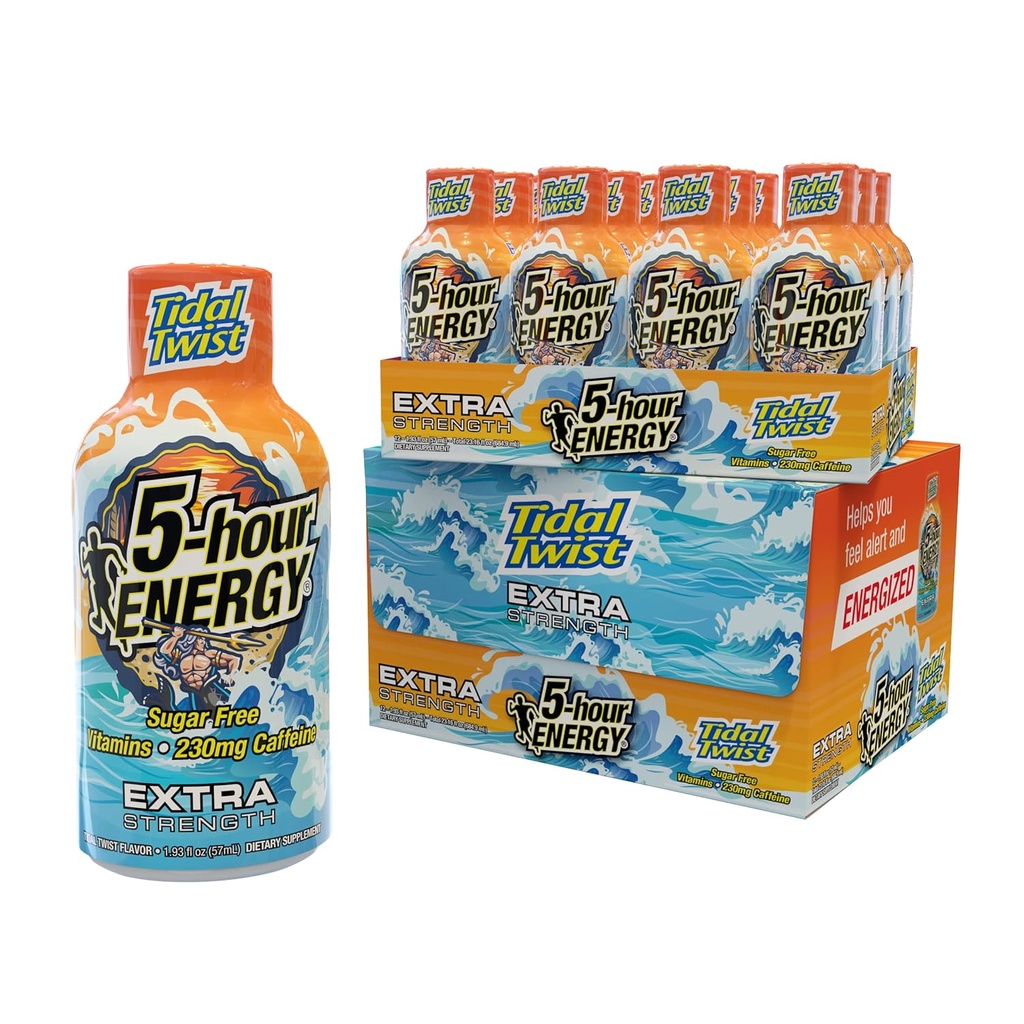 5- Godzina energii Dodatkowa siła Shots Tidal Twist Flavor, 24 Count (1.93 fl oz)