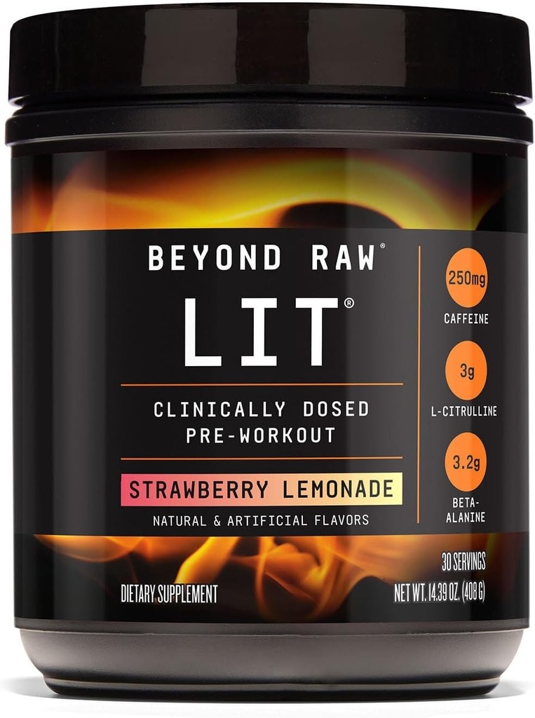 Poza Raw LIT pre-Workout - Lemoniada truskawkowa (30 Sług)