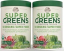 Gospodarstwa wiejskie Super Zielone Natural Flavor, 50 Organic Super Foods, USDA Organic Drink Mix, Owoce, Warzywa, Super Zielone, Grzyby i Probiotyki, Wsparcie energii, 40 Służenie, 10.6 Oz, 2 Pack