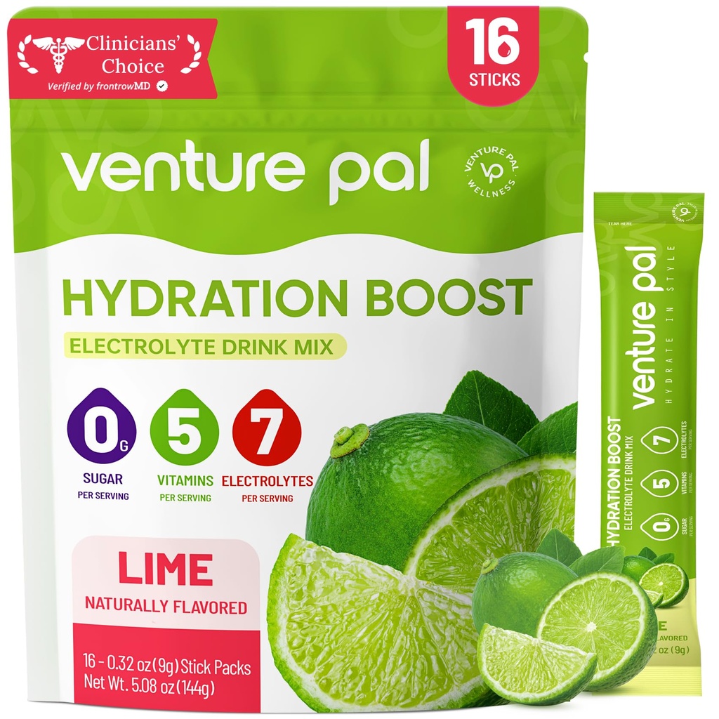 Penture Pal Sugar Free Electrolyte Puder Pakiety - Płynne codziennie IV Pakiety nawadniania 124; Electrolytes Drink Mix z 5 Witaminy i 7 Elektrolity 124; Keto Friendly 124; Non-GMO Equipment 124; Certified Vegan Equipment 124; 16 Sticks