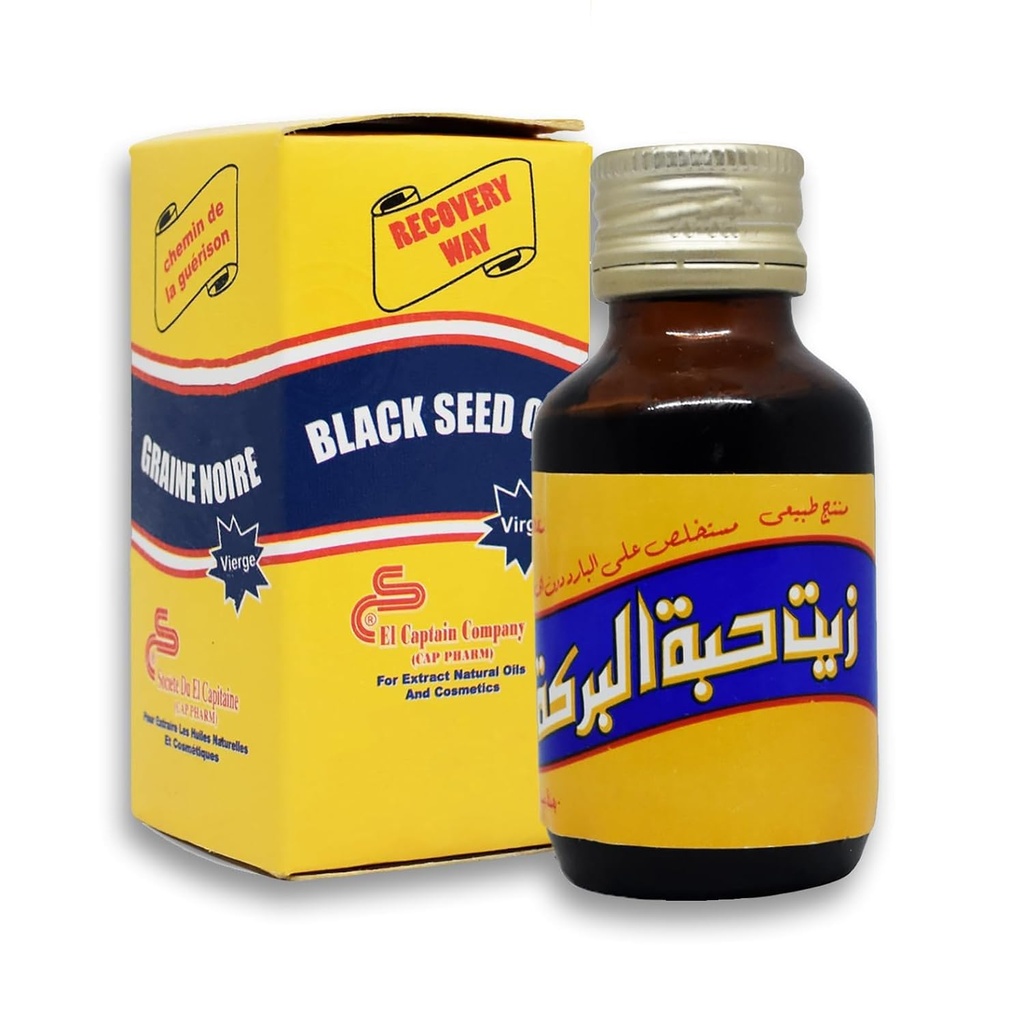 Eksporter EGYPT Czysty olej z nasion czarnych tłoczonych na zimno ElCaptain Al Captain Pure Natural Raw Nigella Sativa Halal (2.11 oz / 60 ml)