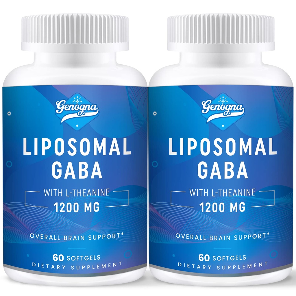 Liposomal GABA z L- Theanine 1200mg - 2 opakowania Wysoko Biodostępne suplementy GABA, 120 kapsułek dla dorosłych