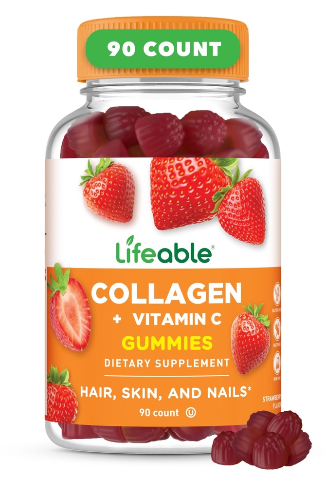 Żywy Kolagen Peptydy Gummie Gummies 124; 100mg z witaminą C Gummea 124; Wielki Degustacja Kolagenowe Suplementy Gulmee 124; Wegetariańskie Włosy Skóra i paznokcie Gummeje Gummee 124; Kolagen Gummeje dla dorosłych, Mężczyźni, Kobiety Gummee 124; 90 Gummeje