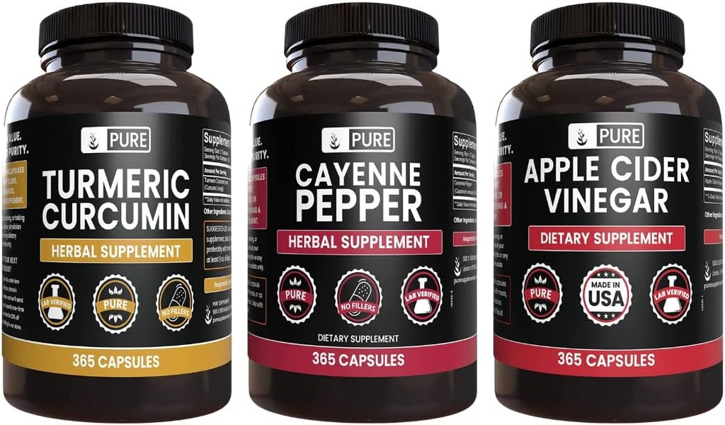 ROŚLINY ROŚLIN ROŚLIN STRĄCZKOWYCH Pepper Cayenne, kurkumina kurkumina kurkuminowa, groszek jabłkowy cydr (365 kapsułki)