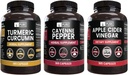 ROŚLINY ROŚLIN ROŚLIN STRĄCZKOWYCH Pepper Cayenne, kurkumina kurkumina kurkuminowa, groszek jabłkowy cydr (365 kapsułki)