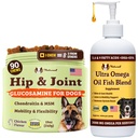 Natural Dog Company Psy Witalność Pies Witaminy i Suplementy Paleta, Zawiera (1) Hip and Joint Chews Supplement- 90 szt Cosquin dla psów, (1) Ultra Omega Fish Oil 16 Oz Omega 3 Fish Oil dla psów