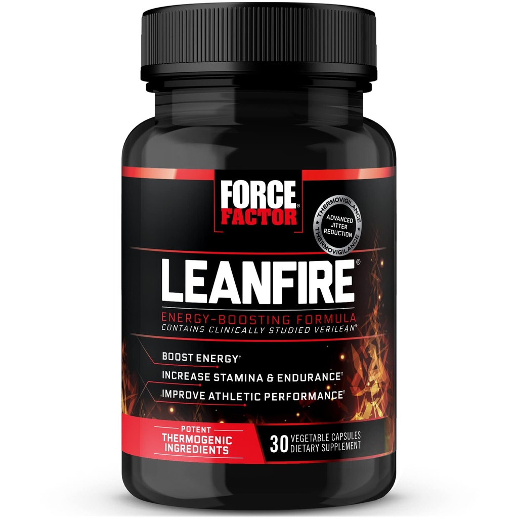 Siła czynnika LeanFire pre Workout Energy Pigułki z Green Tea Extract i kofeiny do zwiększenia energii, Zbuduj Lean Muscle, czarny, 30 Count (Pack of 1), Pakiet May Vary