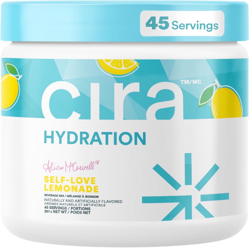 Cira Hydration Powder x Elicia McCarvell 's Electrolyte Drink Mix z himalajską solą do odwadniania i regeneracji - Self Love Lemonade, 45 Służenia