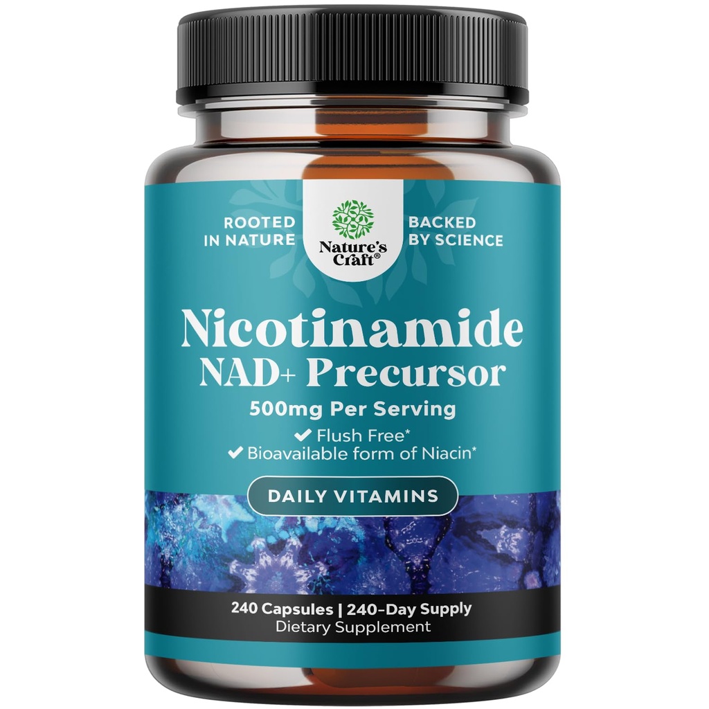 Nicotinamide 500mg Niacinamide 500mg Vitamin B3, Niacin Alternative - 240ct