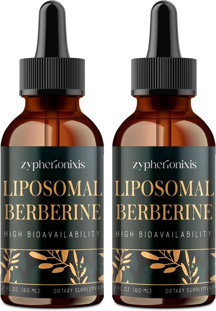 Liposomal Berberine Drops Supplement 3000mg - Wysoka Absorpcja AMPK Activator, Organic Berberine HCl Complex z Ceylon Cynamon & Ginger dla immunologicznego i trawienia (4 fl oz)